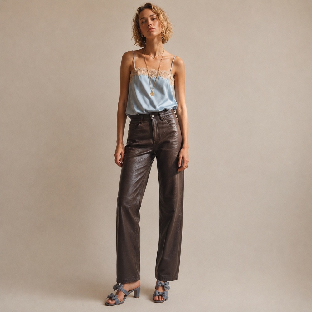 Aritzia Melina Straight Leg Faux Leather High Rise Pants Sz 4